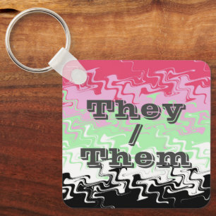 Customizable Pronoun Recipromantic Pride Flag Keychain