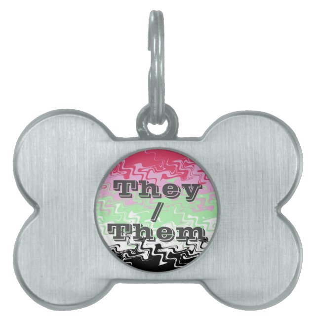 Customizable Pronoun Recipromantic Pride Flag Pet ID Tag (Front)