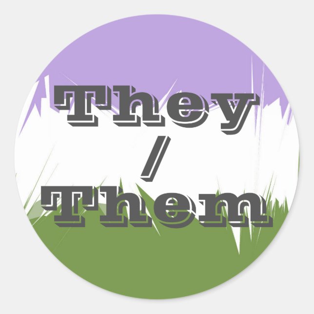 Customizable Pronoun Spiky Genderqueer Pride Flag  Classic Round Sticker (Front)