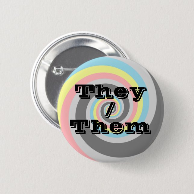 Customizable Pronoun Spiral Demiflux Pride Flag  2 Inch Round Button (Front & Back)