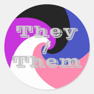 Customizable Pronoun Spiral Genderfluid Pride Flag Classic Round Sticker