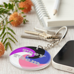Customizable Pronoun Spiral Genderfluid Pride Flag Keychain