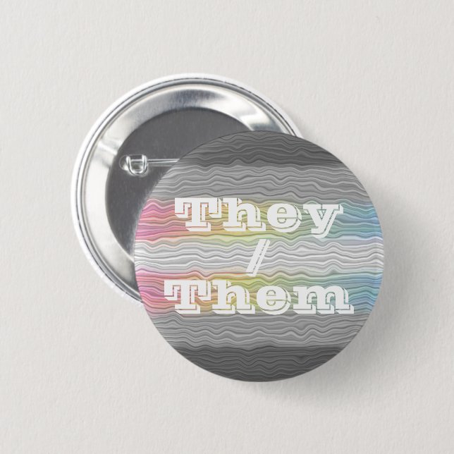 Customizable Pronoun Squiggly Demifluid Pride Flag 2 Inch Round Button (Front & Back)