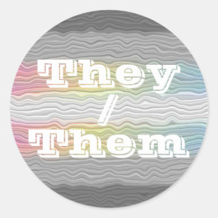 Customizable Pronoun Squiggly Demifluid Pride Flag Classic Round Sticker