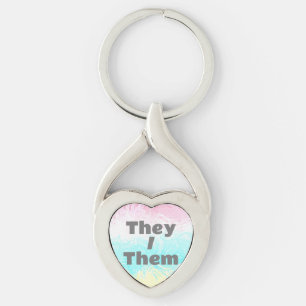 Customizable Pronoun Swirly Genderflux Pride Flag Keychain