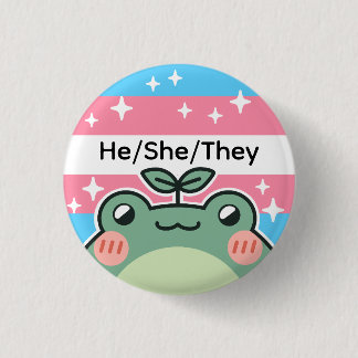 Customizable Pronoun Transgender Flag Frog 1 Inch Round Button