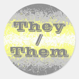 Customizable Pronoun Trippy Demigender Pride Flag Classic Round Sticker