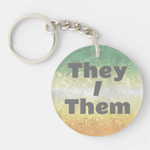 Customizable Pronoun Trippy Genderflor Pride Flag Keychain