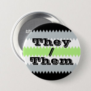 Customizable Pronoun ZigZag Agender Pride Flag  3 Inch Round Button