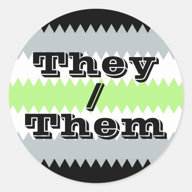Customizable Pronoun ZigZag Agender Pride Flag  Classic Round Sticker (Front)