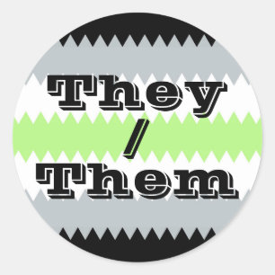 Customizable Pronoun ZigZag Agender Pride Flag Classic Round Sticker