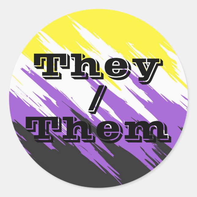 Customizable Pronoun Zigzag Nonbinary Pride Flag Classic Round Sticker (Front)