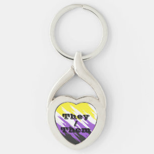 Customizable Pronoun Zigzag Nonbinary Pride Flag Keychain