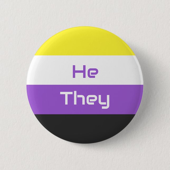 Customizable Pronouns NB Nonbinary Pride Flag 2 Inch Round Button (Front)