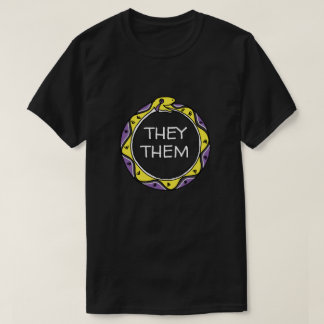 Customizable Pronouns Nonbinary Ouroboros Snake T-Shirt