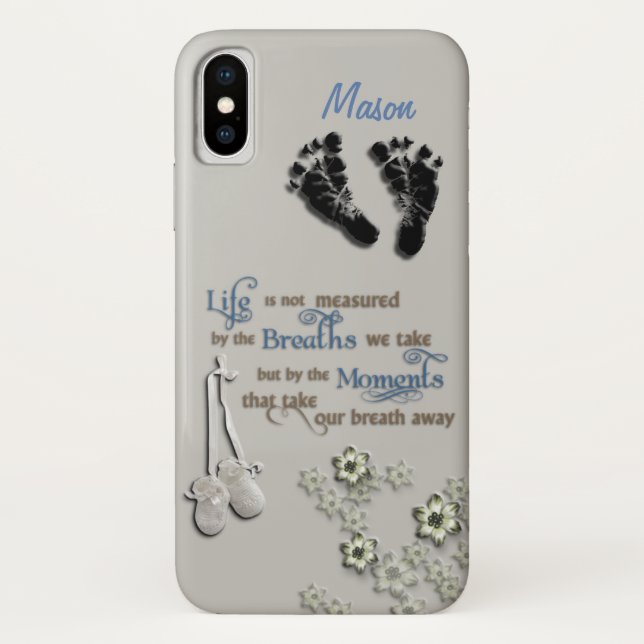 Customizable Proud Mom/New Baby Boy iPhone X Case (Back)