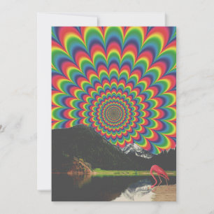 Customizable Psychedelic Flamingo Collage Nature Holiday Card