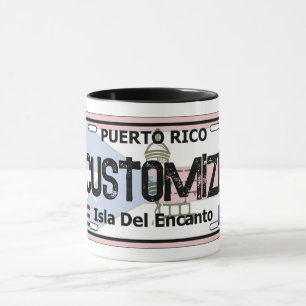 Customizable Puerto Rico license plate mug