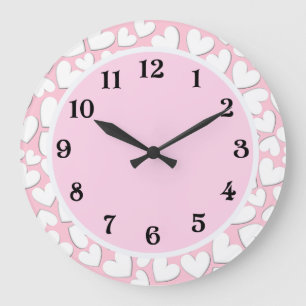 Customizable Puffy Hearts Large Clock