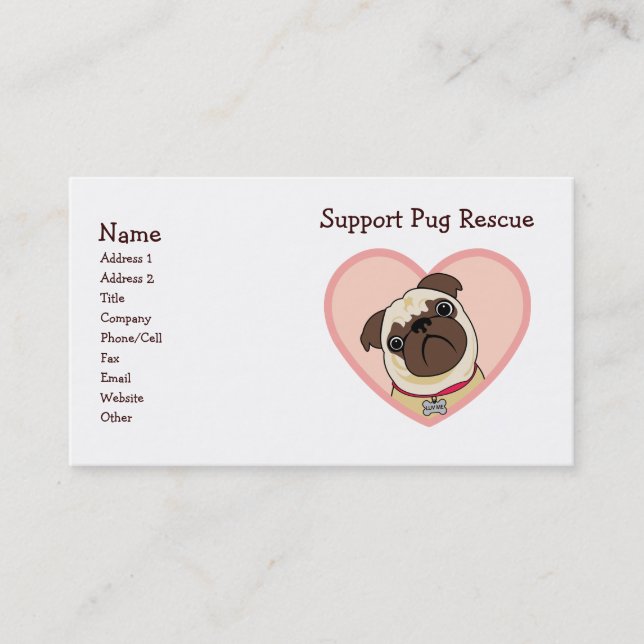 Customizable Pug Business Cards (Front)