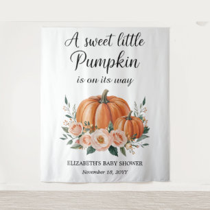 Customizable Pumpkin Baby Shower Backdrop Tapestry