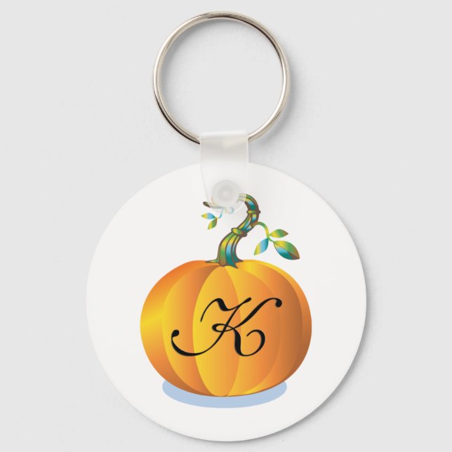 Customizable Pumpkin Initial K Keychain (Front)