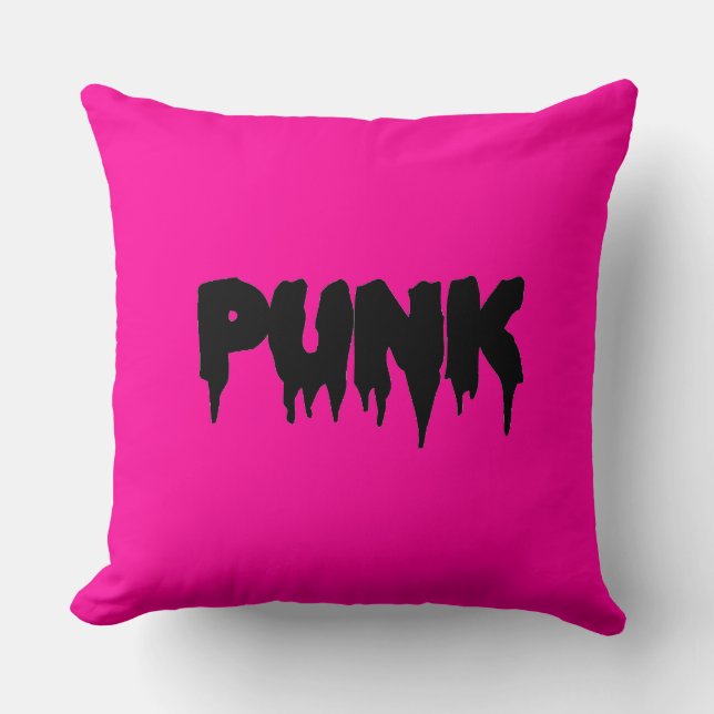Customizable "PUNK" Black Drip Font Pillow-Revised Throw Pillow (Front)
