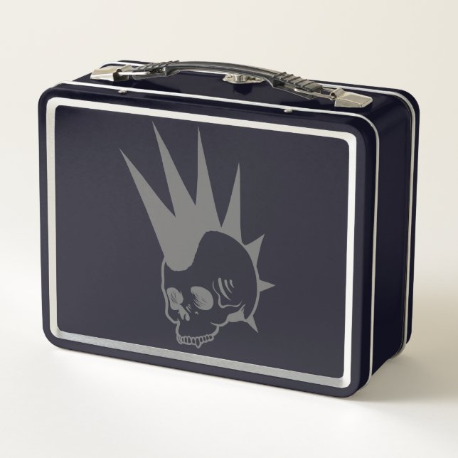 Customizable Punk Jawless Skull Metal Lunch Box (Back)