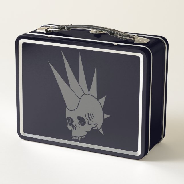 Customizable Punk Jawless Skull Version 2 Metal Lunch Box (Back)