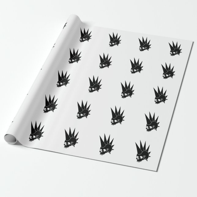 Customizable Punk Jawless Skull Version 2 Wrapping Paper (Unrolled)