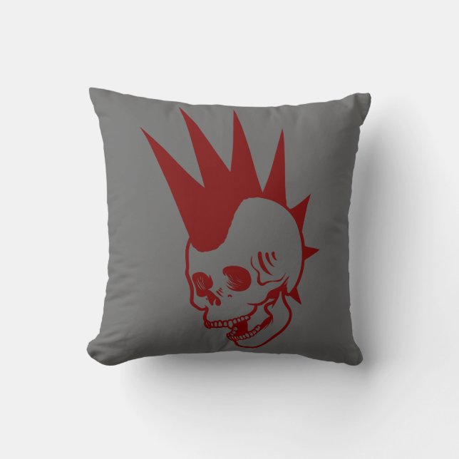 Customizable Punk Skull Throw Pillow (Front)