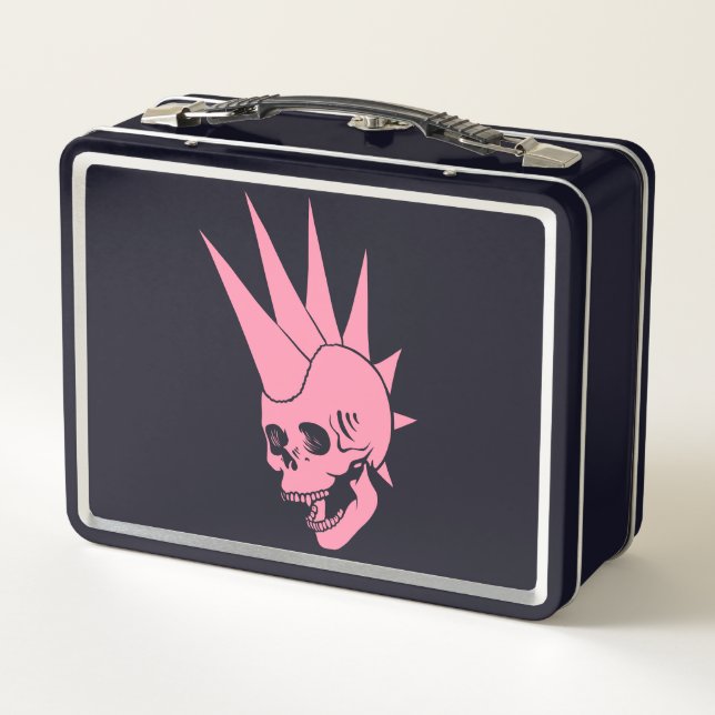 Customizable Punk Skull Version 2 Metal Lunch Box (Back)