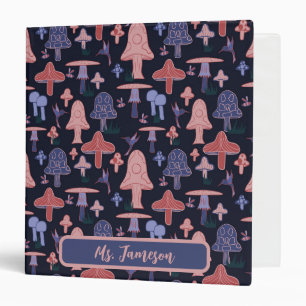 Customizable Purple and Pink Mushrooms Binder