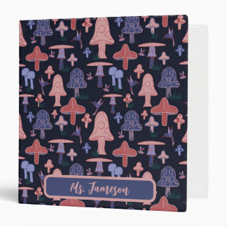 Customizable Purple and Pink Mushrooms Binder