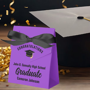 Customizable Purple Black Graduation Party Favor Box
