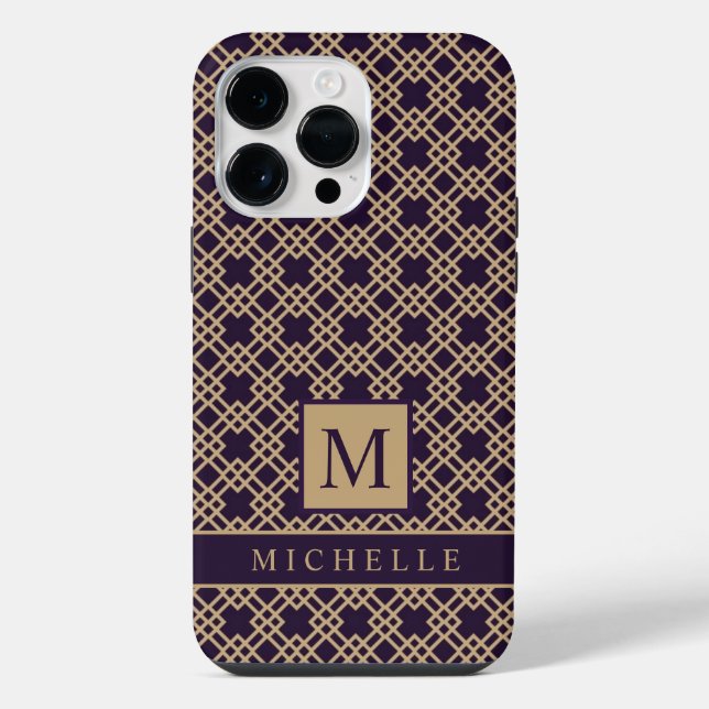 Customizable Purple Brown Square Box Geometric  iPhone Case (Back)