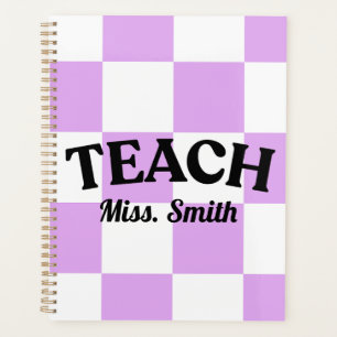 Customizable Purple Chequered Teacher Planner