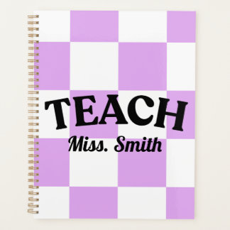 Customizable Purple Chequered Teacher Planner