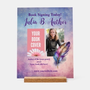 Customizable Purple Feather Book Signing Event Sig Acrylic Sign