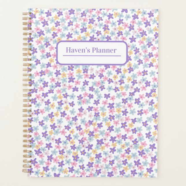 Customizable purple floral planner (Front)
