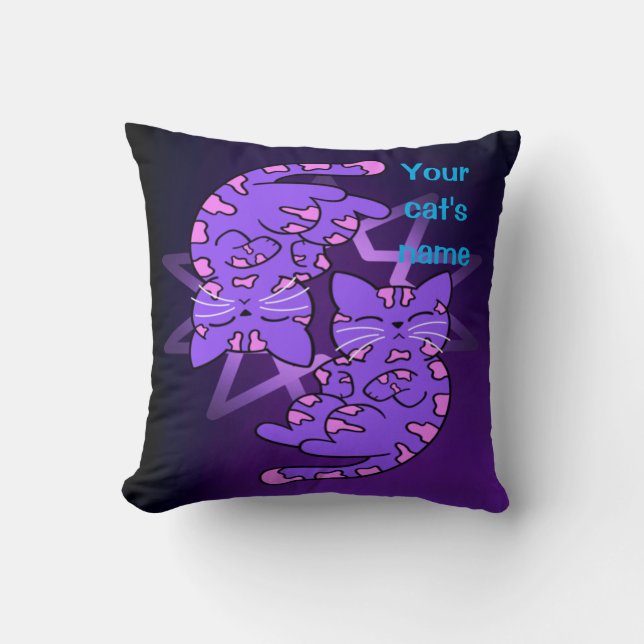 Customizable Purple Gemini Kittens Decagon Purple Throw Pillow (Front)