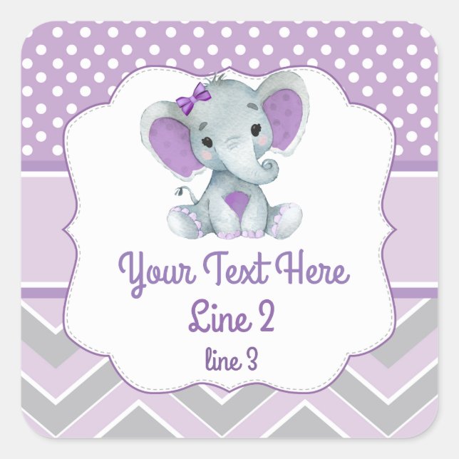 Customizable Purple Grey Girl Elephant Sticker (Front)