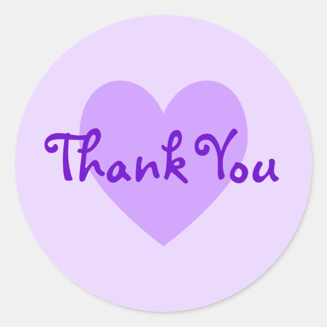 Customizable Purple Heart Lavender Thank You Classic Round Sticker (Front)