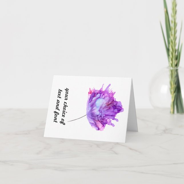Customizable purple hydrangea floral card (Front)
