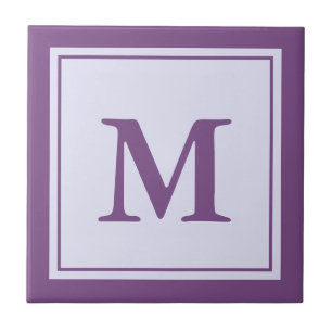 Customizable Purple Monogram Ceramic Tile