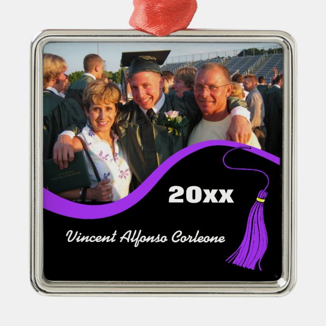 Customizable Purple Tassel Graduation Ornament (Front)