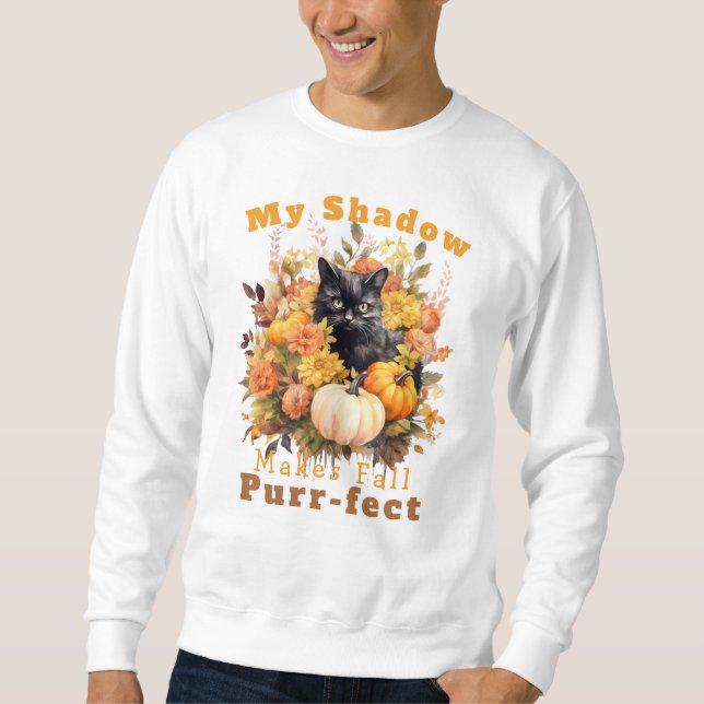 Customizable Purr-fect Autumn Cat Shadow Sweatshirt (Front)