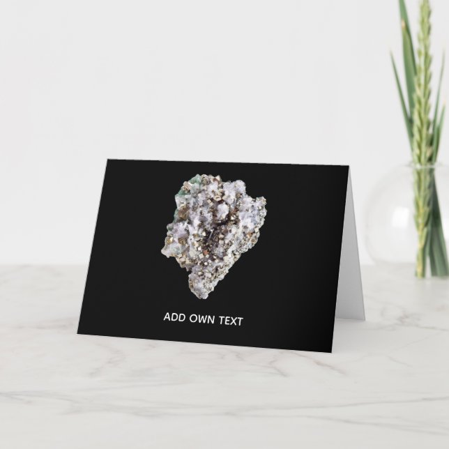 Customizable Pyrite and Green Quartz Crystal  Card (Front)