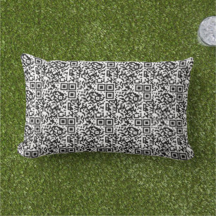 Customizable QR Code Black & White Abstract Geek Lumbar Pillow