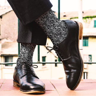   Customizable QR Code Black & White Abstract Geek Socks